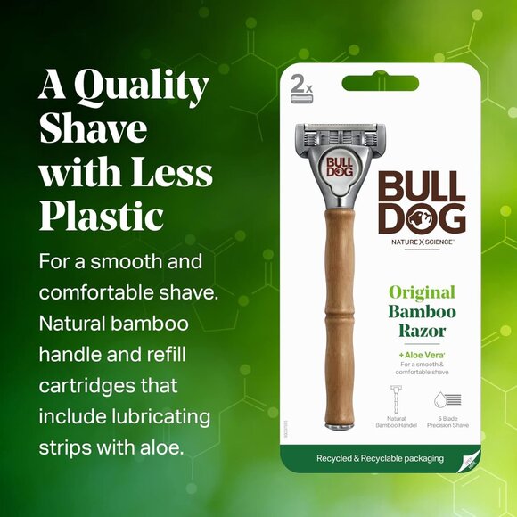 Bulldog Mens Skincare and Grooming Original Bamboo Razors for Men + 2  Refills - Picture 4 of 12